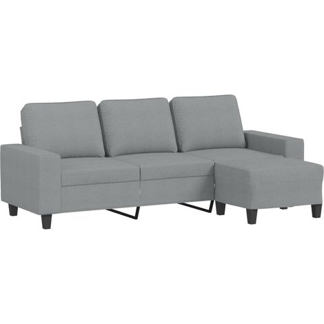 3-Sitzer Sofa mit Fußstütze Grau 180 cm Stoff