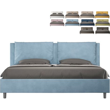 Lit double avec rangement Design moderne Antea 200x210 Couleur: Turquoise - Version: Modèle standard (1/5)