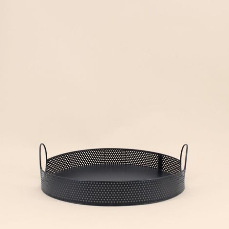 Plateau rond en métal noir 35cm (1/5)