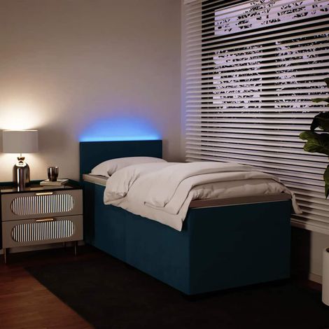 Boxspringbett mit Matratze Blau 100x200 cm Samt (1/5)