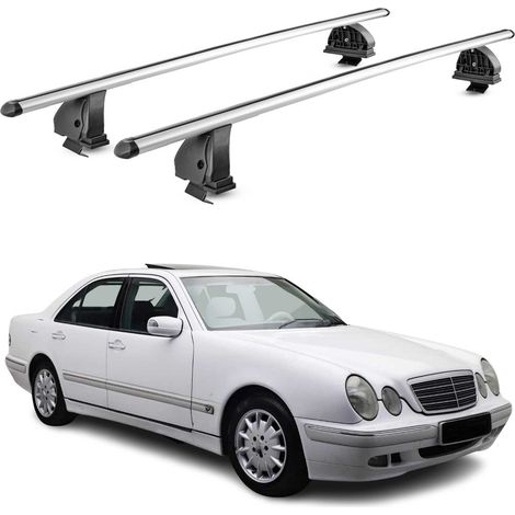OMAC Barres de toit transversales en aluminium pour Mercedes Classe E W210 1996-2002 – TÜV / DIN 75302:2019 – Antivol inclus – Charge max 75 kg – 2 barres – Gris (1/5)