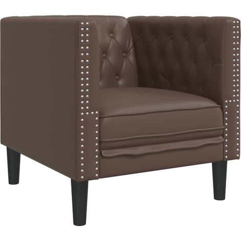 Fauteuil de Salon,Chaise,Fauteuil Chesterfield marron similicuir CFW175707 (1/5)