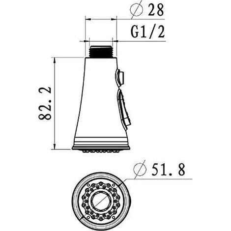 Pommeau de douche de rechange pour robinet de cuisine, compatible avec mitigeur et douche (1/4)