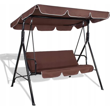 Housse de Protection pour Chaise Balançoire de Jardin 3 Places Tissu Oxford 210D Imperméable Protection UV Café 164 x 114 x 15 cm (1/5)