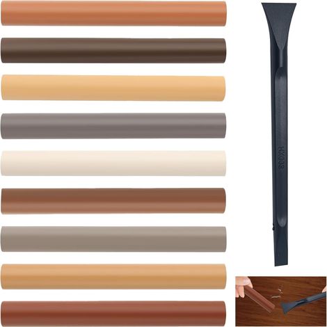 Bâtons de Cire pour Réparation de Bois, 9 Pièces Bâtons de Cire Multi-Surfaces, Crayon Reparation Meuble, Ensemble de Réparation de Cire Dure pour Meubles pour Rayures (1/5)