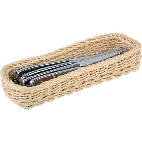 Panier rectangulaire à couverts en rotin polypropylène - 270 x 100 x 50 mm - APS
