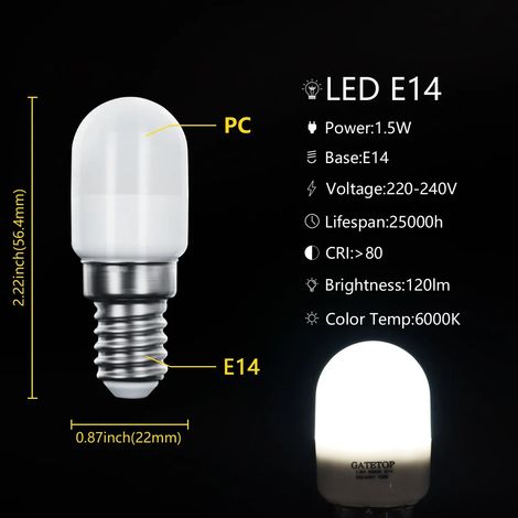 Lampes de croissance pour plantes (6000K, 5 pièces) Lampe de chambre 2026 Mini LED E14 1,5W 220V SMD 2835 Lampe pour réfrigérateur (1/5)
