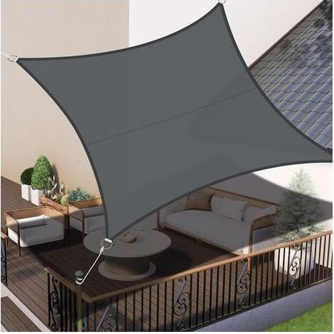 Voile d'ombrage 2x2m Rectangulaire Imperméable à l'eau PES Toile d'ombrage Anthracite avec 95% de Protection UV pour Patio Extérieur Jardin (1/5)