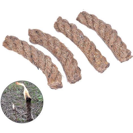 Lot de 4 allume-cigares étanches en corde de chanvre cirée, pour le camping et les bougies. (1/5)