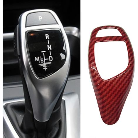 (Rouge fibre de carbone) Cache-poignée de levier de vitesse en ABS, compatible avec BMW Série 1, 2, 3, 4, 5, X3, X4, X5, X6, F30, F10, F32, F25, F15, F16 (1/4)