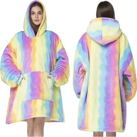 TrAdE Shop Traesio - Coperta Felpa Con Maniche Tasca E Cappuccio Comoda E Calda In Vari Colori Plaid - (1/5)