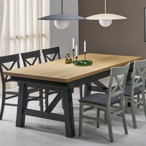 Table extensible avec plateau chêne et pieds en bois massif 200 - 280 cm DYLAN (1/5)