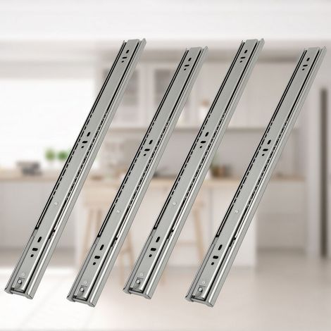 Glissières de tiroirs Coulisses à sortie totale Coulisse à sortie totale 45 mm avec retour automatique Guidage à billes 45mm 300mm 4 pièces (1/5)