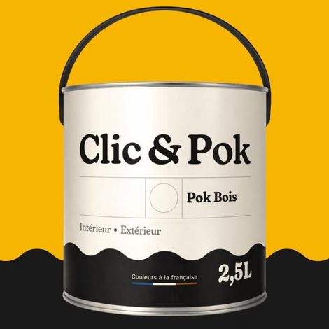 Peinture Bois Extérieur – POK BOIS - 2,5L - RAL 1023 - Jaune signalisation- Résistante aux intempéries - Ne s'écaille pas