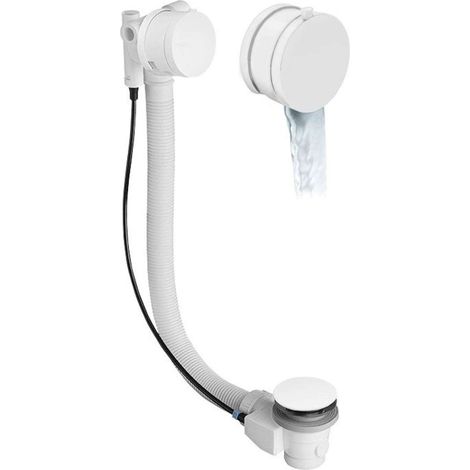 Polysan Accesorios - Conjunto de desagüe y rebosadero de bañera con llenado y bovedilla, longitud 575 mm, blanco 71684W