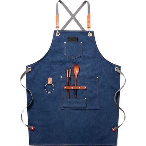 pair (Bleu)Tablier de cow-boy de haute qualité avec poches pour coiffeur, peintre, jardinier, styliste de coiffure pour femme et homme