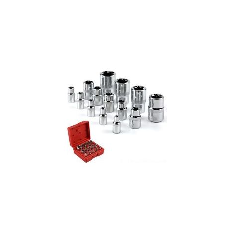 Douilles étoiles, 14 douilles étoiles ETorx femelles Coffret de Douille Torx en Forme Etoile en CrV acier, 3 Spécifications 1/4", 3/8", 1/2", avec Boîte Pratique