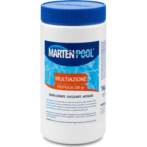 Multiazione per Piscina Pastiglie Marten 5 x 200 g 1 kg 3 Pezzi (1/2)