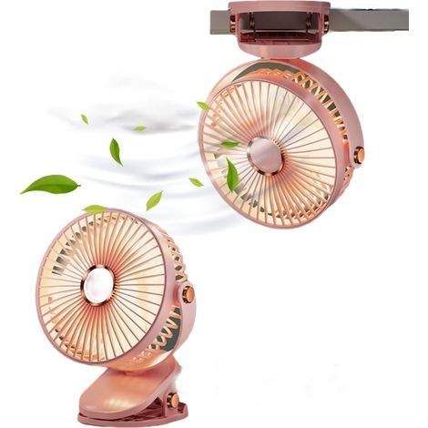 Ventilateur de table avec pince et lumières, rechargeable par USB, batterie 2400 mAh, 5 vitesses, portable, 15 cm (6 pouces), idéal pour le camping, la maison, les voyages et l'intérieur.-AquaForge (1/5)