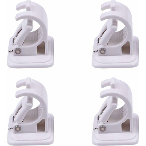 4 crochets muraux, support tringle rideau sans perçage, fixation adhésive pour surface lisse, usage cuisine salle de bain miroir carrelage (1/5)