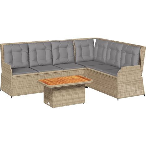 Maison Exclusive - 5-tlg. Garten-Lounge-Set mit Kissen Beige Poly
