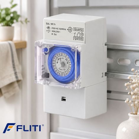 Interrupteur Horaire Modulaire SUL181H Minuterie Mécanique Étanche Programmable 24H pour Rail DIN Chauffe-eau Éclairage Domestique (1/4)