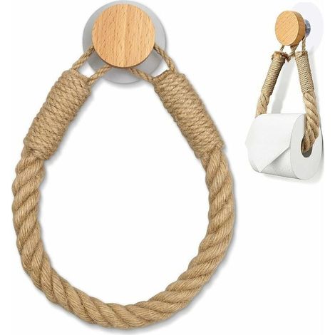Porte Papier Toilette Corde Vintage sans perçage sans perçage Support de Papier Toilette Support de Papier Toilette pour WC Salle de Bain Décoration Vintage Corde Industrielle (1/5)