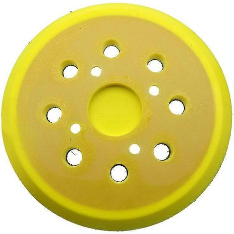 disque de ponçage rond de 125 mm, 8 trous, en polyuréthane, pour ponceuse (jaune). (1/5)