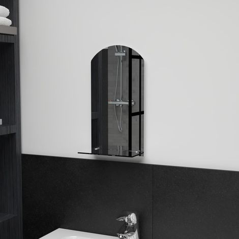 Miroir mural avec étagère Miroir déco pour Salle de bain Salon Chambre ou Dressing 20x40 cm Verre trempé 48282 (1/5)