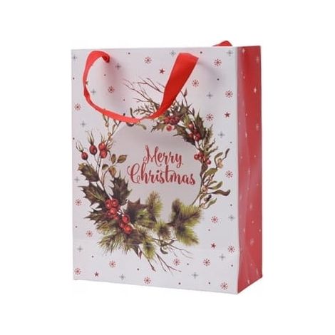Sac cadeau couronne de Noël 42 cm