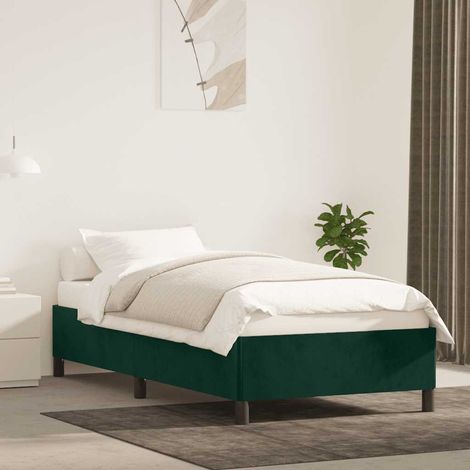 Lit simple pour adulte - Cadre de lit Vert foncé 100x200 cm Velours BV161818 - BonneVie (1/5)