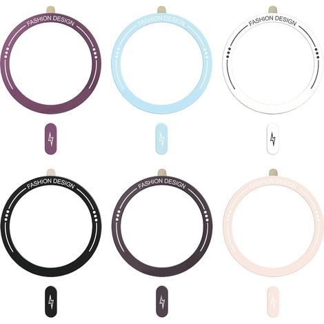 Set mit 6 universellen magnetischen Metall-Handyringen mit kabellosem Autoladeadapter für iPhone 17, 16, 15, 14, 13, 12, 11 und Android (1/5)