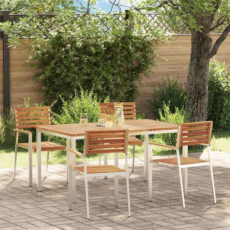ConjuntodeComedordeJardín 5 pcs Marrón Madera de acacia maciza
