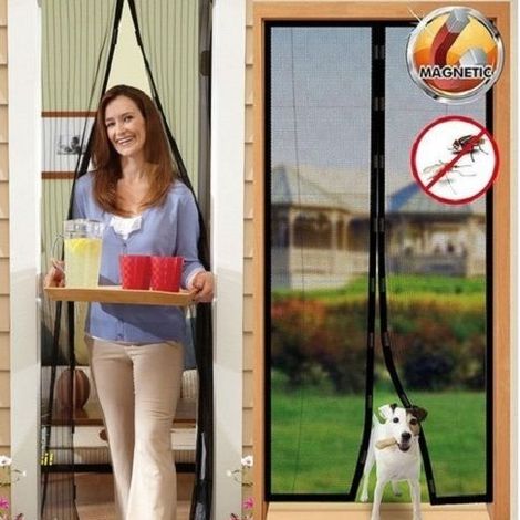 ZANZARIERA NERO MAGNETICA PORTA FINESTRA CHIUSURA ANTI ZANZARE CALAMITA TENDA 140x240cm