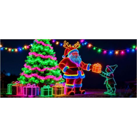 Bannière Housse Porte Garage Noël Toile Fluorescente 2D Plate Santa Cartoon,XN05 (1/5)