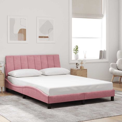 Bettgestell ohne Matratze "Hanko" Rosa 120x200 cm Samt (1/5)