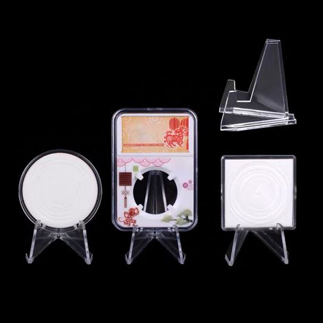 Lot de 12 présentoirs acryliques miniatures transparents pour pièces de monnaie, chevalets d'exposition pour maison et boutique. (1/5)