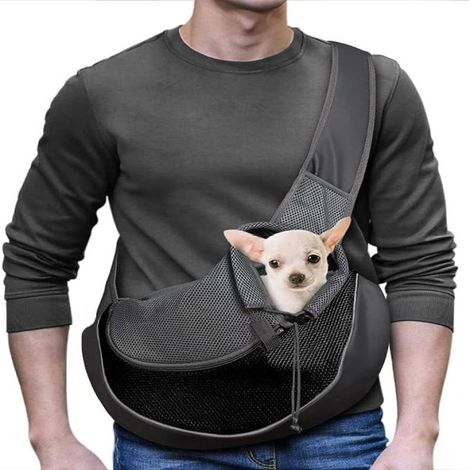 Mochila transportadora para mascotas, correa ajustable, para perros pequeños, color negro. (1/5)