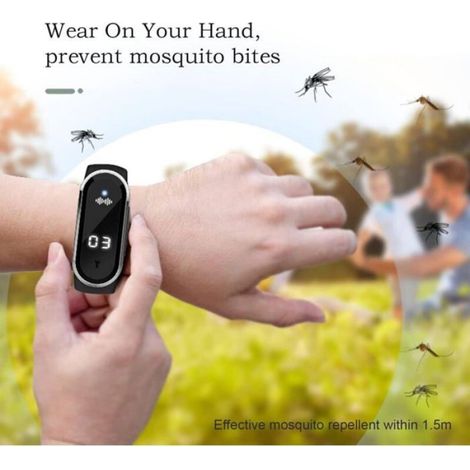 Bracelet Répulsif Moustiques - Ultrasons Sans Produit Chimique - Étanche Rechargeable USB - Pour Adulte Enfant Bébé - 1 Pièce (1/5)