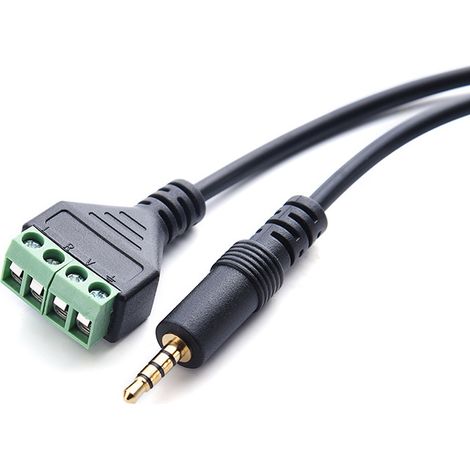 Lötloser, vergoldeter 3,5-mm-Kopfhöreranschluss, 4-teiliger Stecker mit Mikrofon, Stereo-Verlängerungskabel. (1/5)