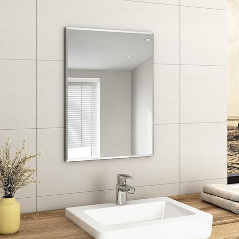 EMKE Rectangular Bathroom Mirror Frameless Wall Mirror 600x450mm (1/5)