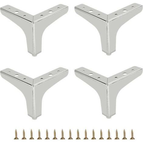 Gambe per divano in metallo da 10 cm, 4 pezzi, gambe per mobili moderni, gambe per divano, gambe rialzanti per mobili, gambe di ricambio per mobile TV, divano, armadio, argento