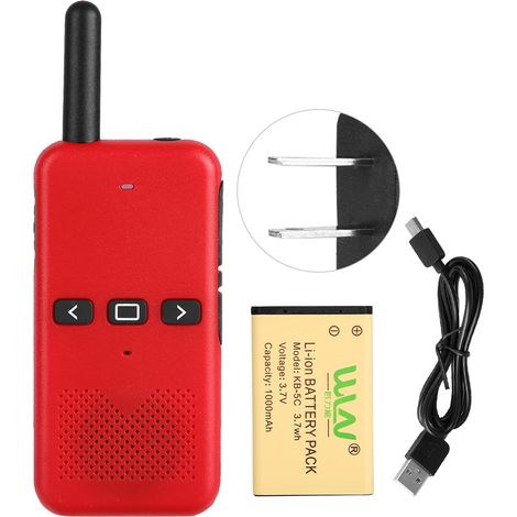 Talkie-walkie professionnel sans fil étanche portable, radio bidirectionnelle avec chargeur 110-240V, rouge, version US (1/5)