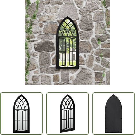 Miroir de jardin -  Miroir de jardin Noir 70x30 cm Fer pour utilisation extérieure (1/5)