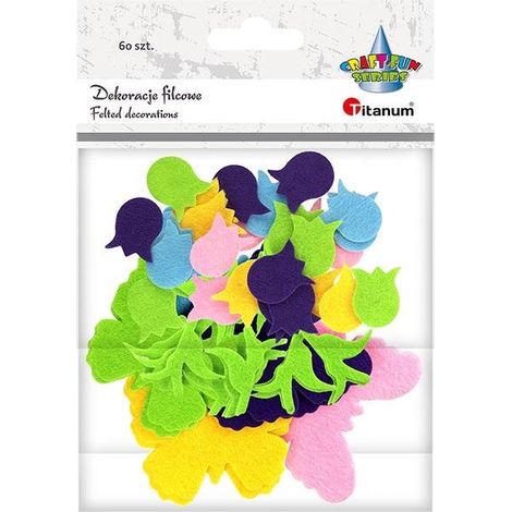 Tulipanes y mariposas de fieltro, 60 unidades