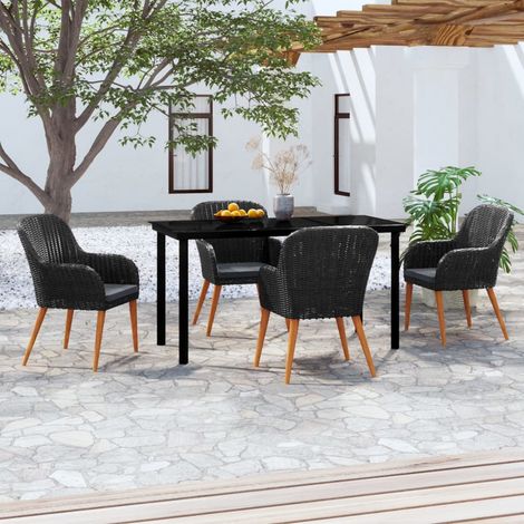 vidaXL Set da Pranzo da Giardino 5 pz con Cuscini Nero (1/5)