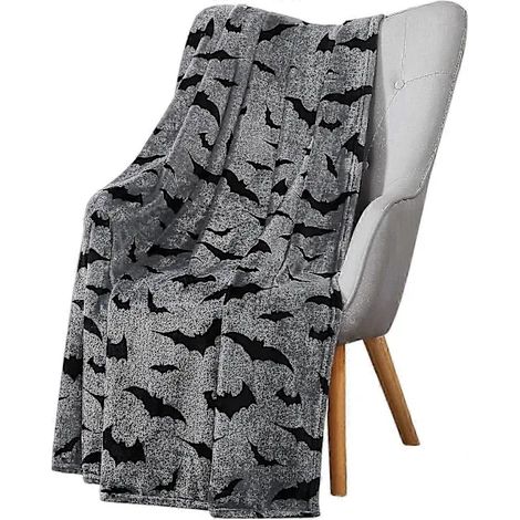 Couverture d'Halloween : imprimé chat noir duveteux et citrouille Jack-O-Lantern sur velours polaire pour canapé, lit, fauteuil, chambre (1/5)