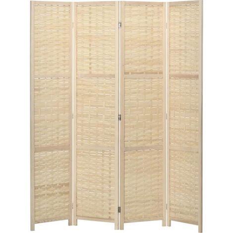 PARAVENTO PIEGHEVOLE DA INTERNO A 4 ANTE IN LEGNO E BAMBÙ H 170 CM NATURALE (1/5)