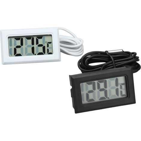 Lot de 2 thermomètres électroniques numériques avec sonde, rafraîchissement en 2 secondes (noir et blanc). (1/5)