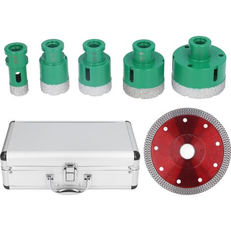 Set de scies cloches diamantées pour perceuse, carotteuses 22-35-40-50-65mm, filetage M14, coupe verre céramique granit (1/5)